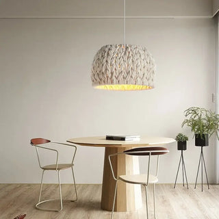LAINA Modern Beige Braided Wool Ceiling Light – view 4