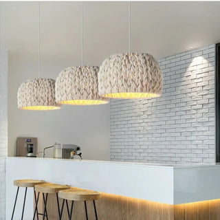 LAINA Modern Beige Braided Wool Ceiling Light – view 2