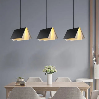 Black trio pendant lamp, trapezoidal shade modern island ceiling hanging light