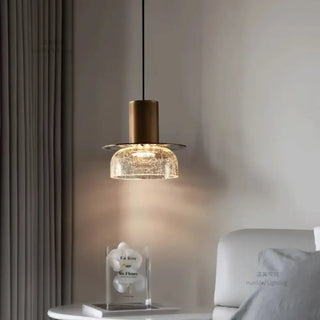 Cracked glass pendant light with brass fitting, modern unique hanging ceiling lamp