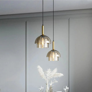 MECO Smoked Glass Brass Modern Art Deco Ceiling Light – view 1
