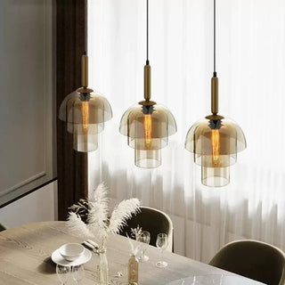 MECO Smoked Glass Brass Modern Art Deco Ceiling Light – view 2
