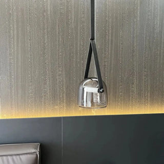 FUGA Smoked Glass with Leather Straps Elegant Ceiling Light – view 2