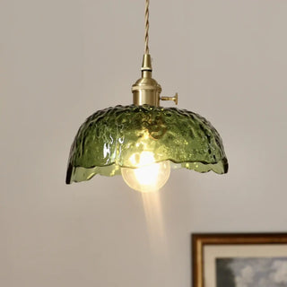 Retro pendant lamp with hammered glass shade — vintage chic fixture