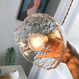 Hammered glass pendant close-up — retro chic ceiling fixture