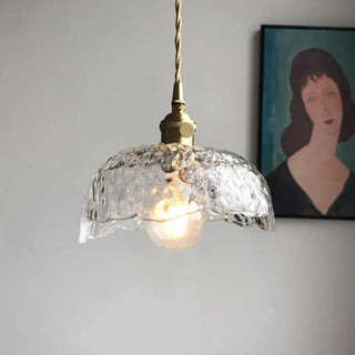Hammered glass retro pendant lamp with soft glow — vintage ceiling light