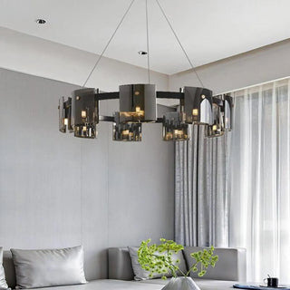 Black glass pendant ceiling fixture, matte black modern hanging lamp for kitchen island