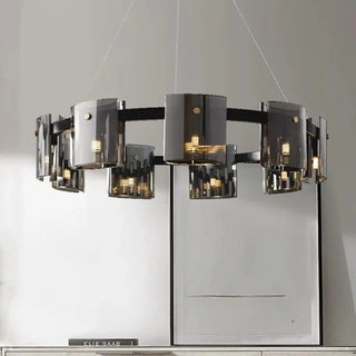 Black glass pendant light with matte black finish, modern hanging ceiling fixture