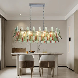 Handcrafted colored blown glass pendant light, artisan glass ceiling fixture