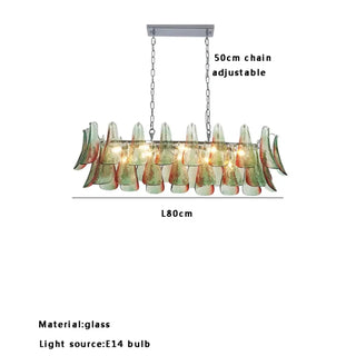Vibrant handblown glass pendant, designer colored ceiling light for living room