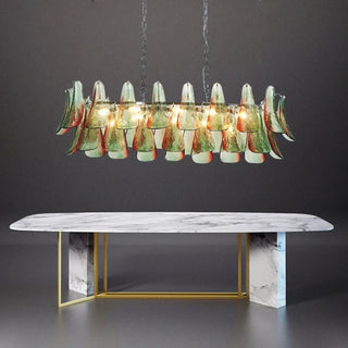 Handblown colored glass pendant, unique artisan ceiling fixture, decorative lamp