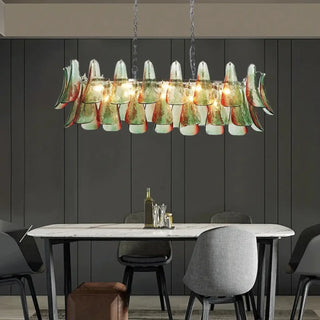 Artisan blown glass pendant, vibrant color, handcrafted ceiling light fixture