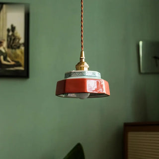 CELA Vintage Ceramic and Brass Retro Ceiling Light – view 1