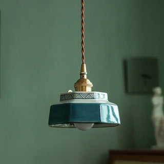 CELA Vintage Ceramic and Brass Retro Ceiling Light – view 2