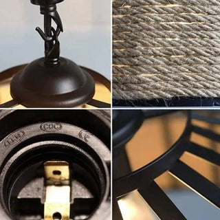 ROPEVIN Vintage Industrial Rope Pendant Ceiling Light – view 4