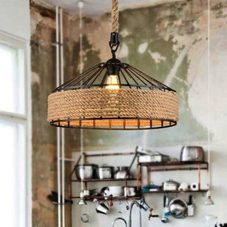 ROPEVIN Vintage Industrial Rope Pendant Ceiling Light – view 2
