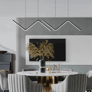 Modern geometric pendant in interior — adjustable suspension ceiling lamp