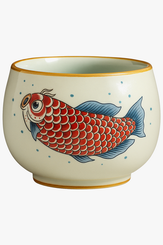 chinese arowana-motif ceramic tea cup
