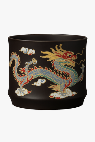 dragon & phoenix-motif clay tea cup