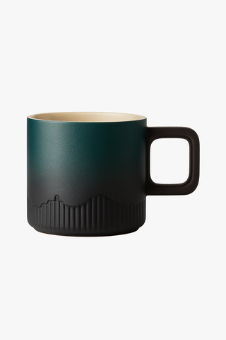 Vintage ceramic espresso cup with wooden handle, 60 ml