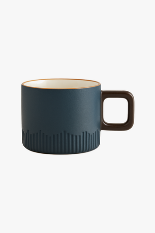 Vintage ceramic espresso cup with wooden handle, 60 ml