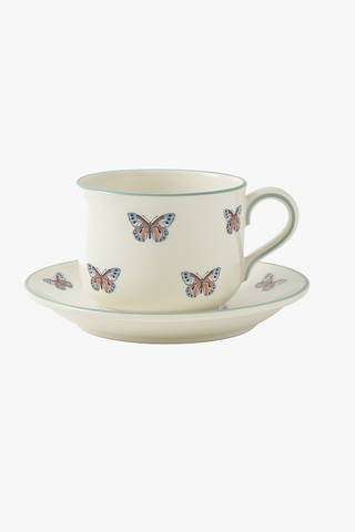 butterfly-motif ceramic teapot with infuser