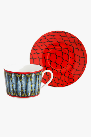 italian face-motif porcelain cup