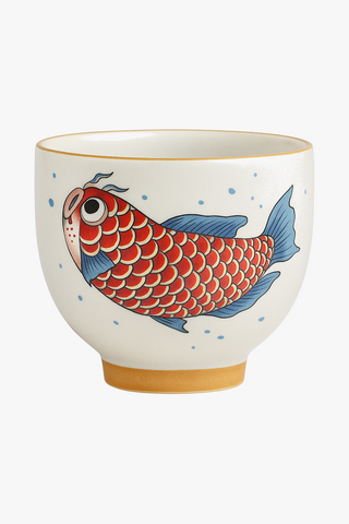 chinese arowana-motif ceramic tea cup