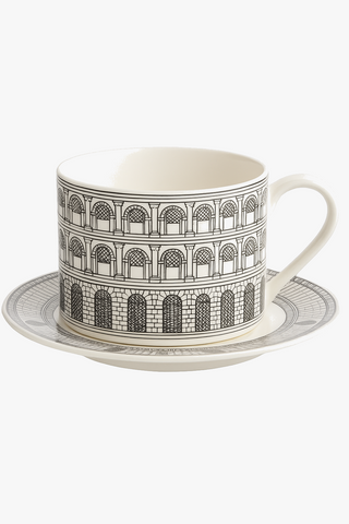 italian face-motif porcelain cup