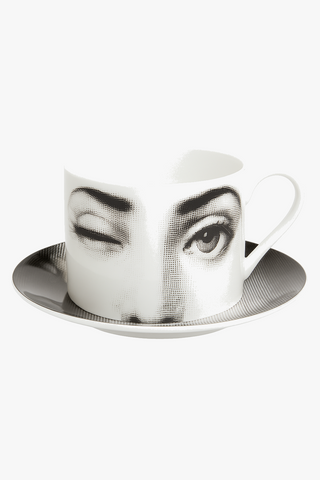 italian face-motif porcelain cup