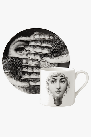 italian face-motif porcelain cup