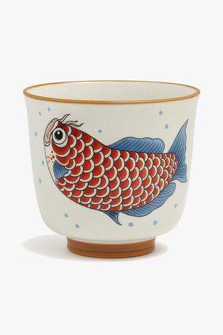 chinese arowana-motif ceramic tea cup