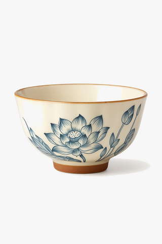chinese lotus-motif ceramic tea cup