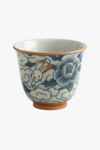 chinese cloud-motif ceramic tea cup