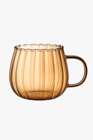 Striped borosilicate glass coffee mug, 400 ml