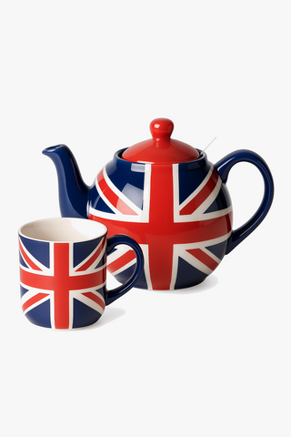 union jack-motif ceramic teapot with infuser
