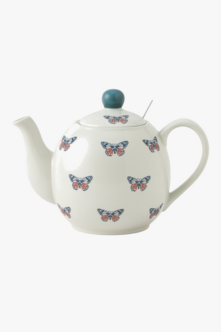 butterfly-motif ceramic teapot with infuser