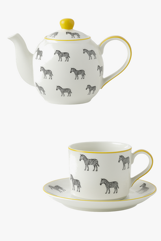 zebra-motif ceramic teapot with infuser