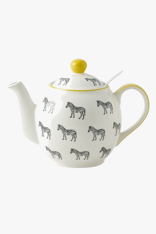 zebra-motif ceramic teapot with infuser