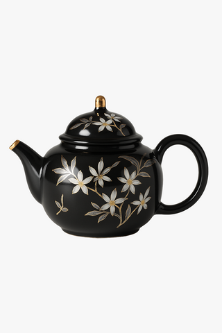 chinese apricot-motif ceramic teapot with filter