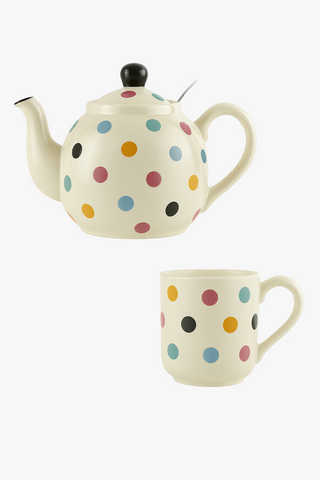polka-dot-motif ceramic teapot