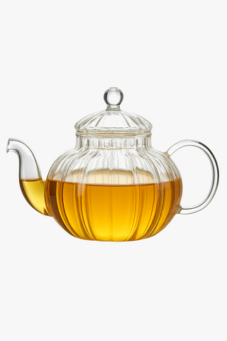 floral-motif glass teapot with infuser