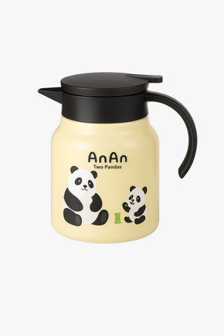 insulated panda-motif stainless steel teapot