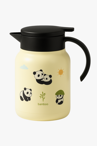 insulated panda-motif stainless steel teapot