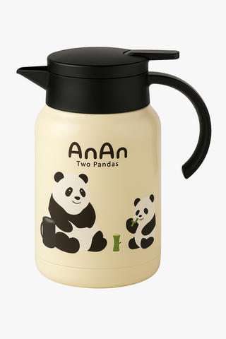 insulated panda-motif stainless steel teapot
