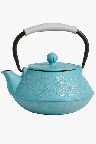 japanese cloud-motif cast iron teapot with infuser