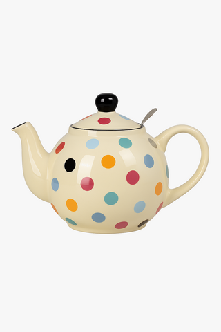 polka-dot-motif ceramic teapot