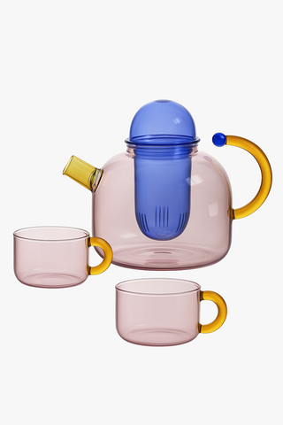 butterfly-motif borosilicate glass teapot