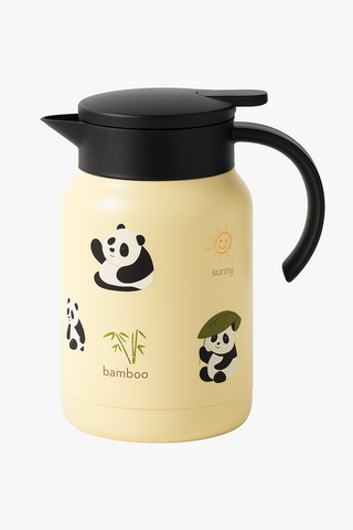 insulated panda-motif stainless steel teapot