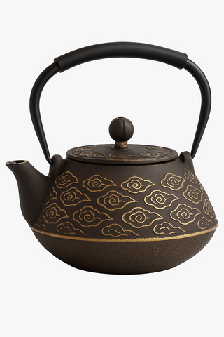 japanese cloud-motif cast iron teapot with infuser